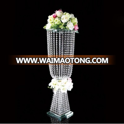 wedding decor table set romantic birthday /candlestick crystal glass flower stand with Bead curtain candelabra and road lead