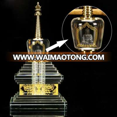 New arrival delicate temple decoration religious product Buddhism crystal glass stupa tower